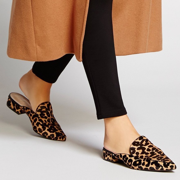 cole haan piper leopard print calf hair mules
